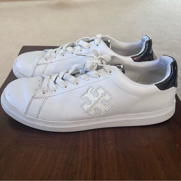Tory Burch HOWELL COURT Leather SNEAKERs US 8.5 White MSRP $200 - Picture 4 of 10